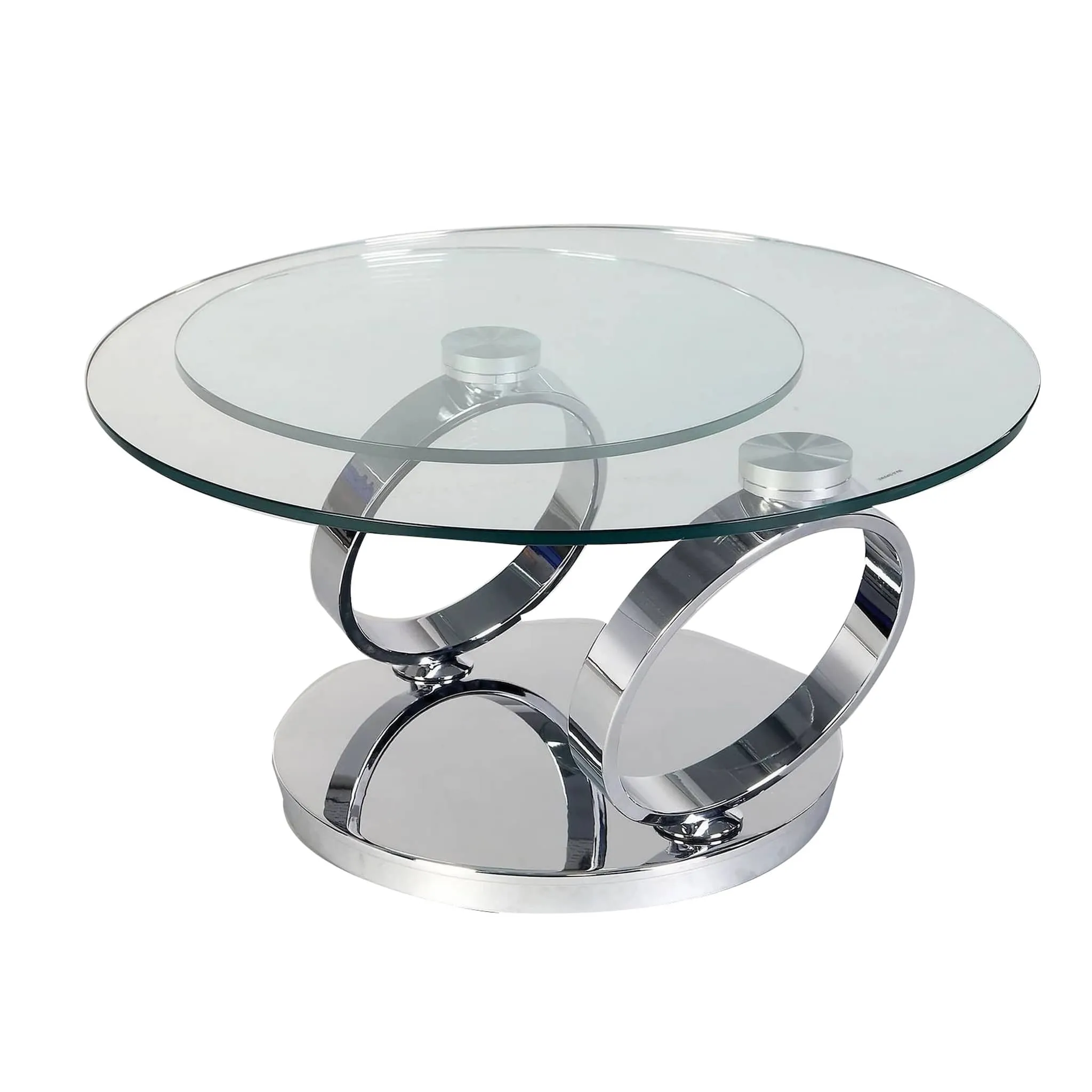 2 Round Tempered Glass Tops Coffee Table