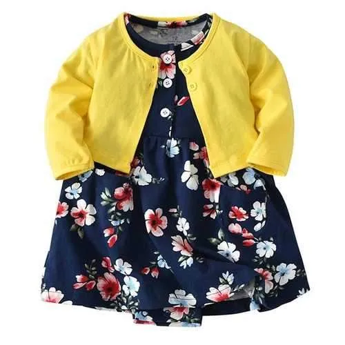 2pcs Baby Girls Romper Dresses   Coat