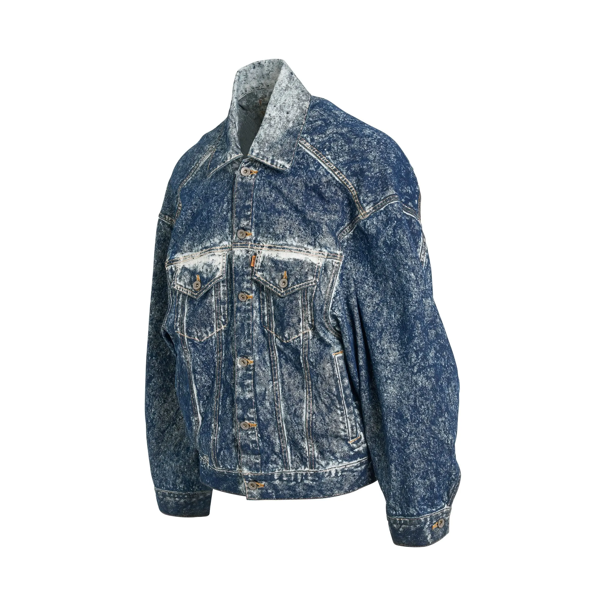 Acid Wash Denim Jacket in Indigo