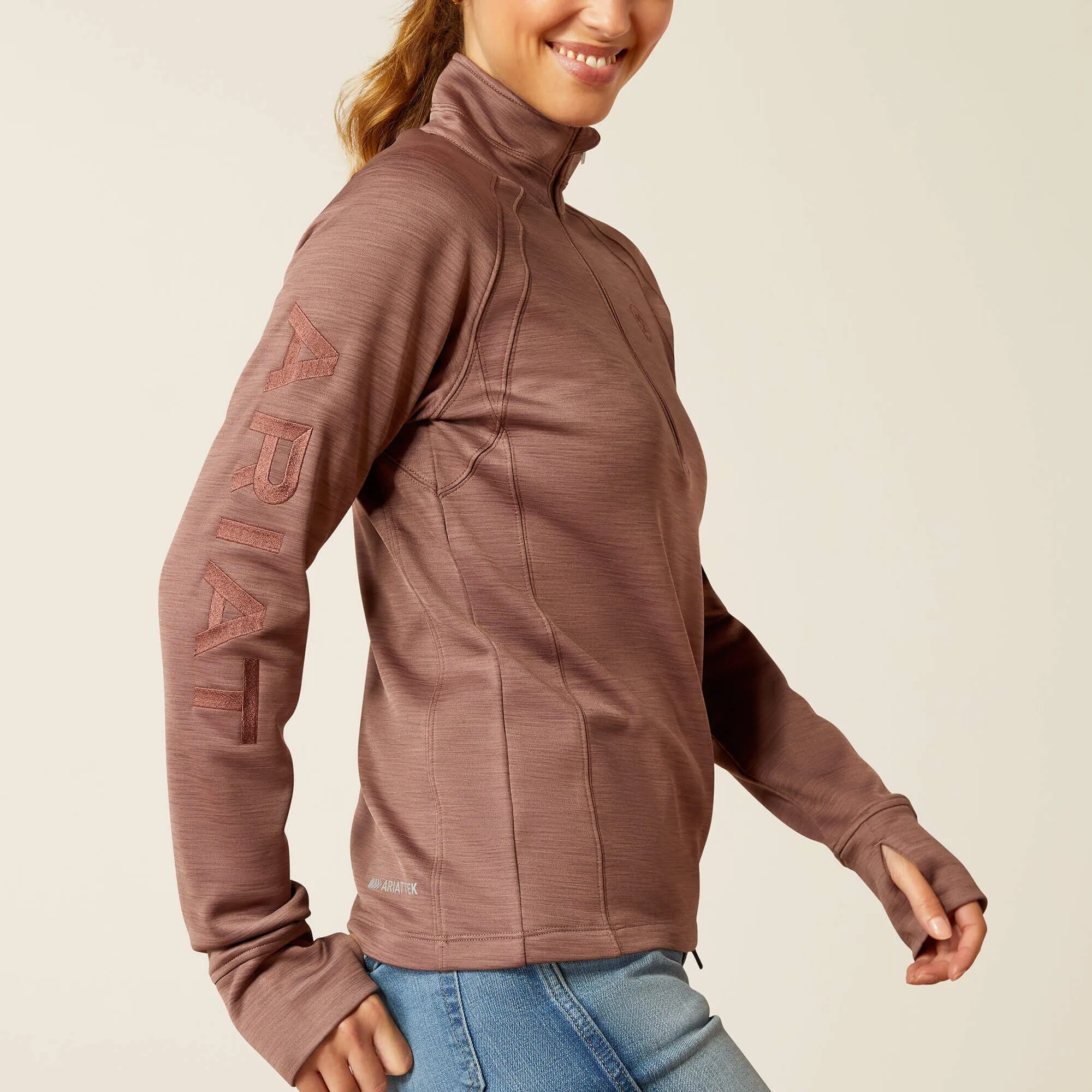 ARIAT Tek Team Half Zip Sweatshirt - Womens  - Twilight Mauve