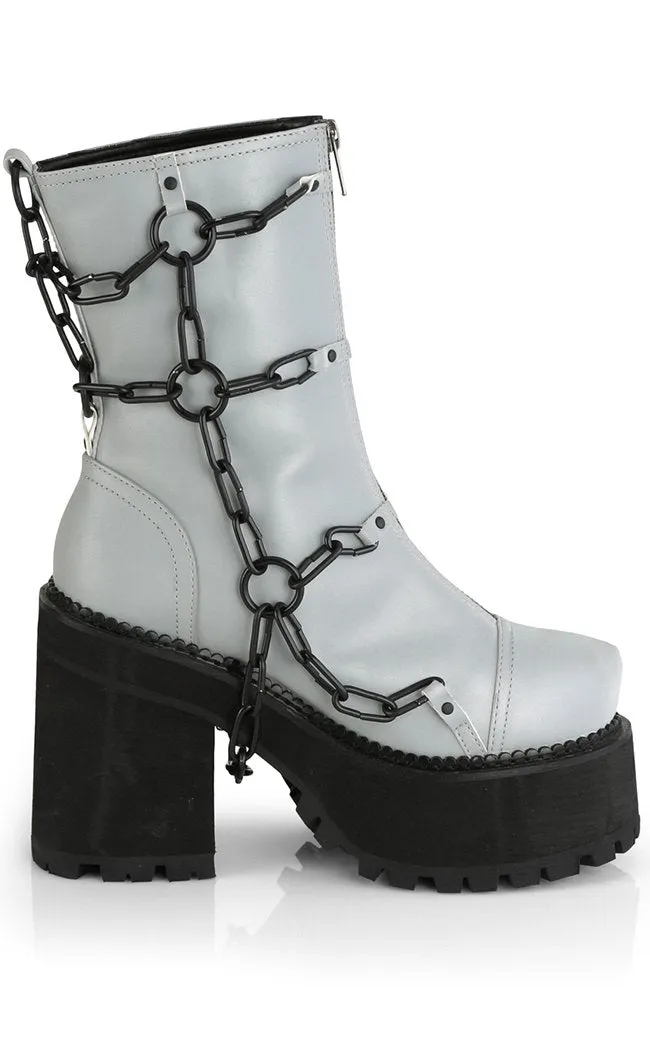 ASSAULT-66 Grey Reflective Chain Boots