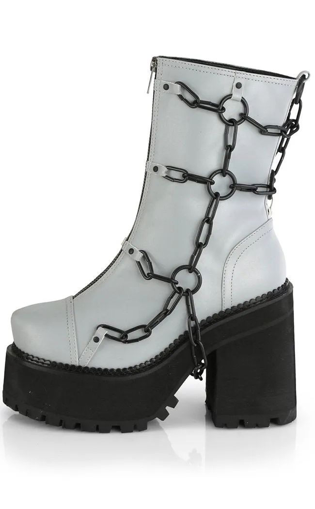 ASSAULT-66 Grey Reflective Chain Boots