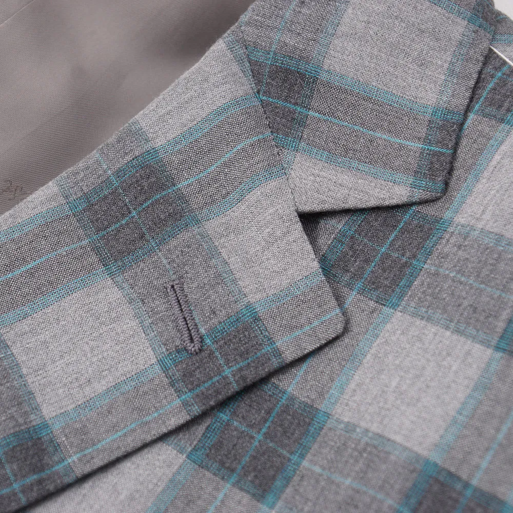 Belvest Gray Check Lightweight Silk and Linen Suit