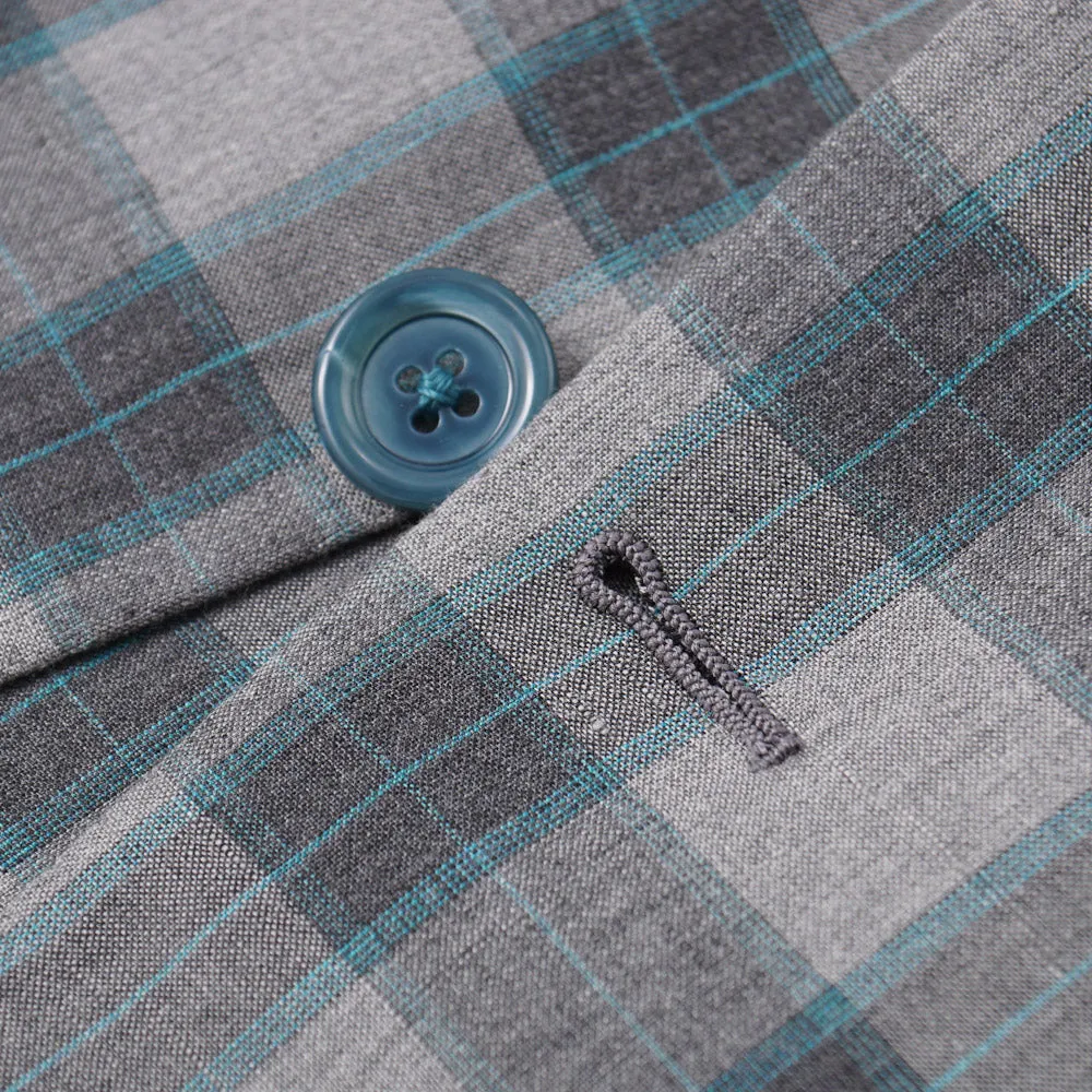 Belvest Gray Check Lightweight Silk and Linen Suit