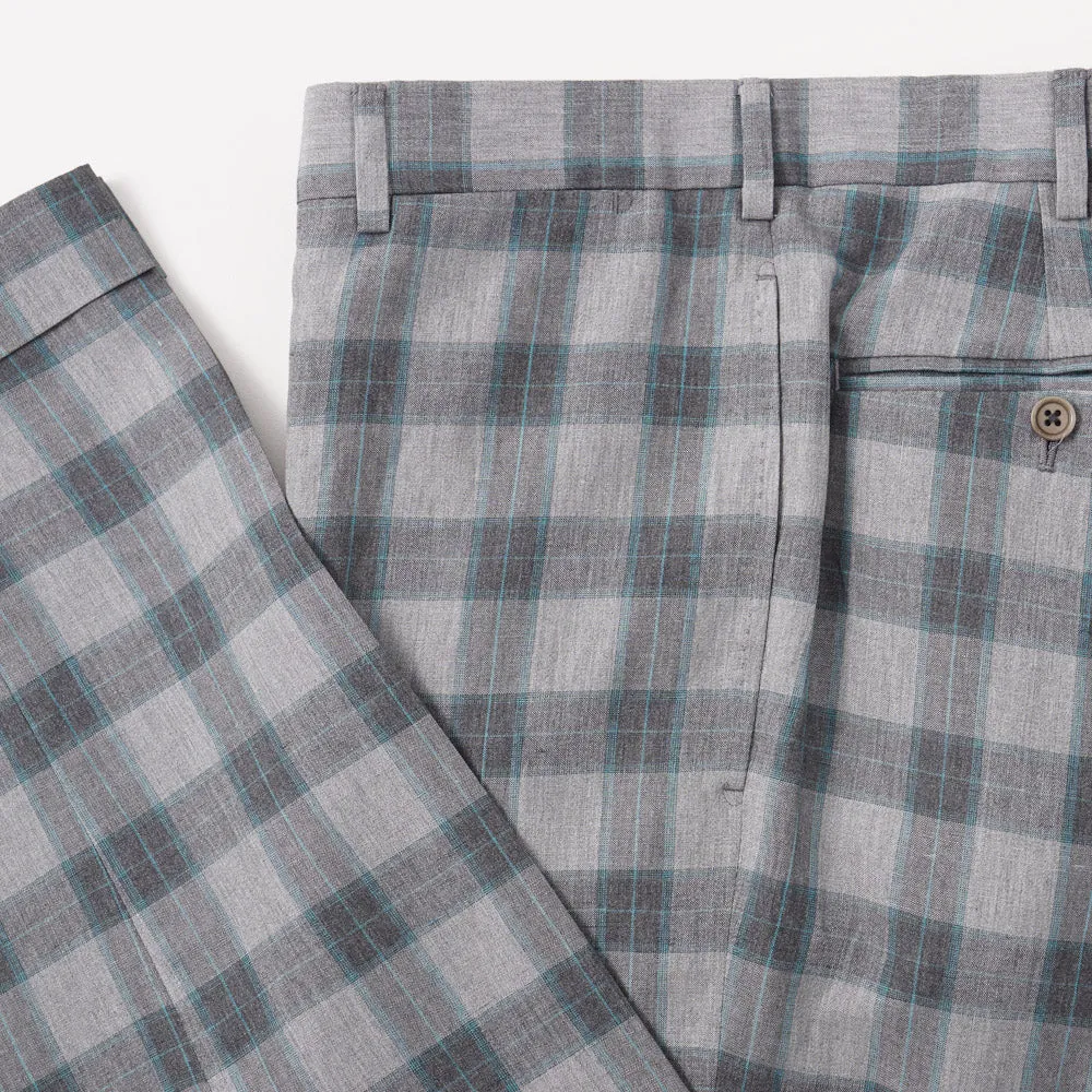 Belvest Gray Check Lightweight Silk and Linen Suit