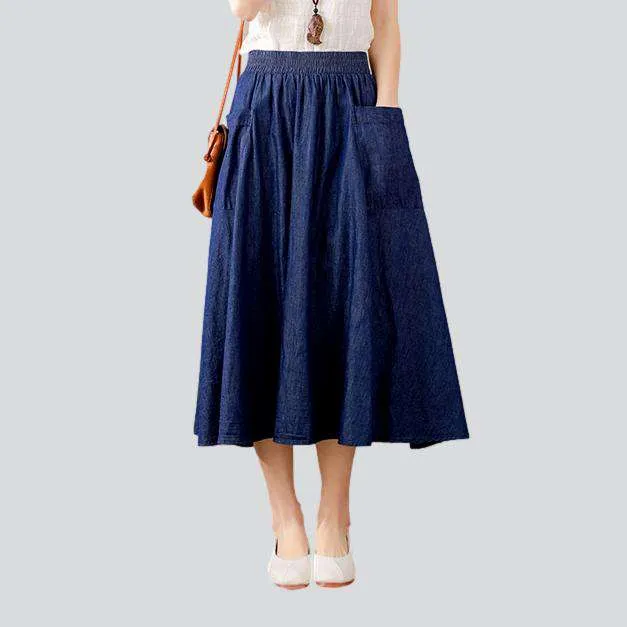 Big pocket women denim skirt