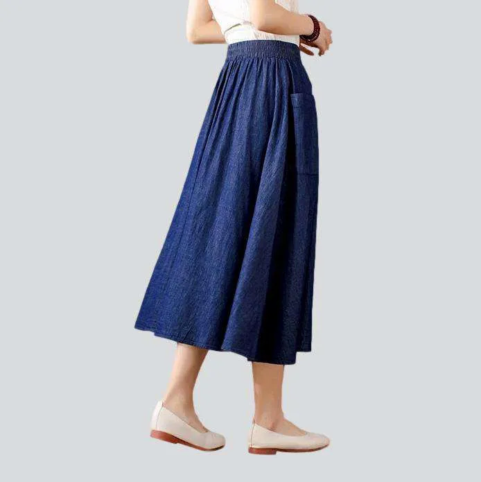 Big pocket women denim skirt