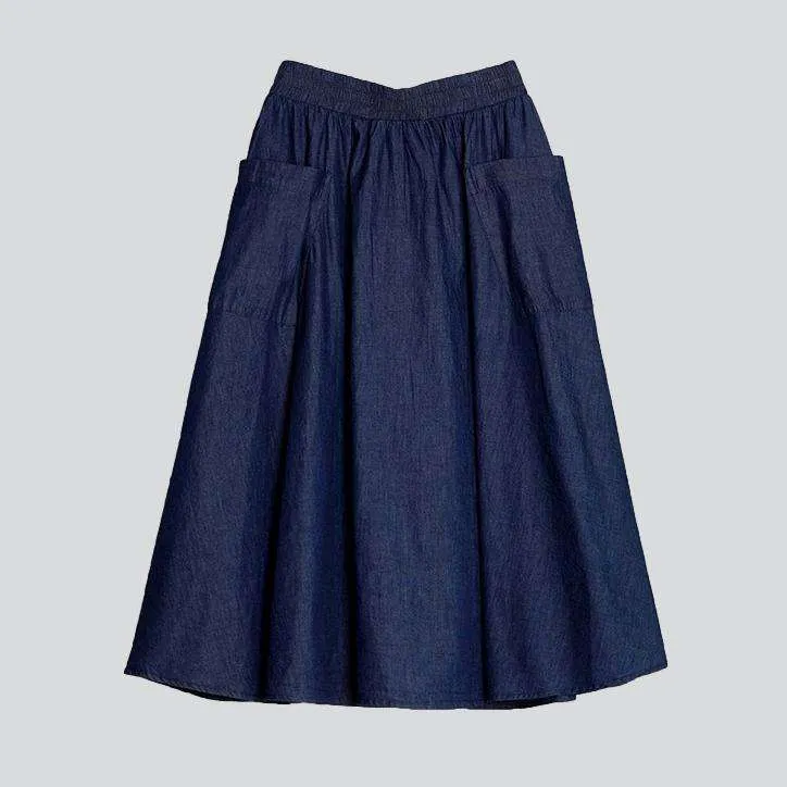 Big pocket women denim skirt