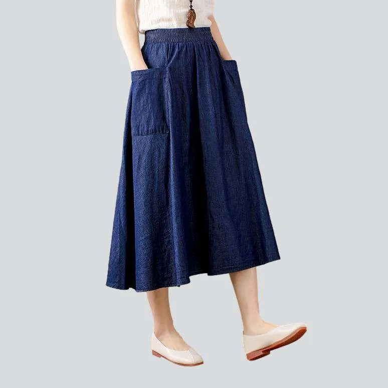 Big pocket women denim skirt