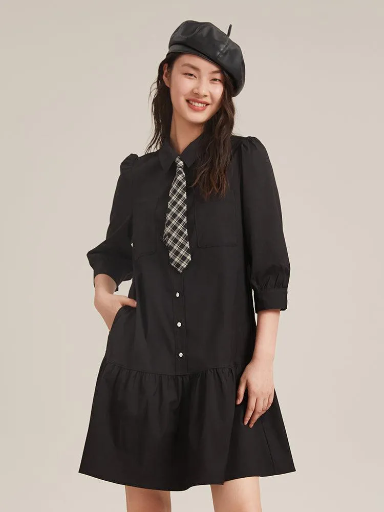 Black A-Shape Cool Style Dress