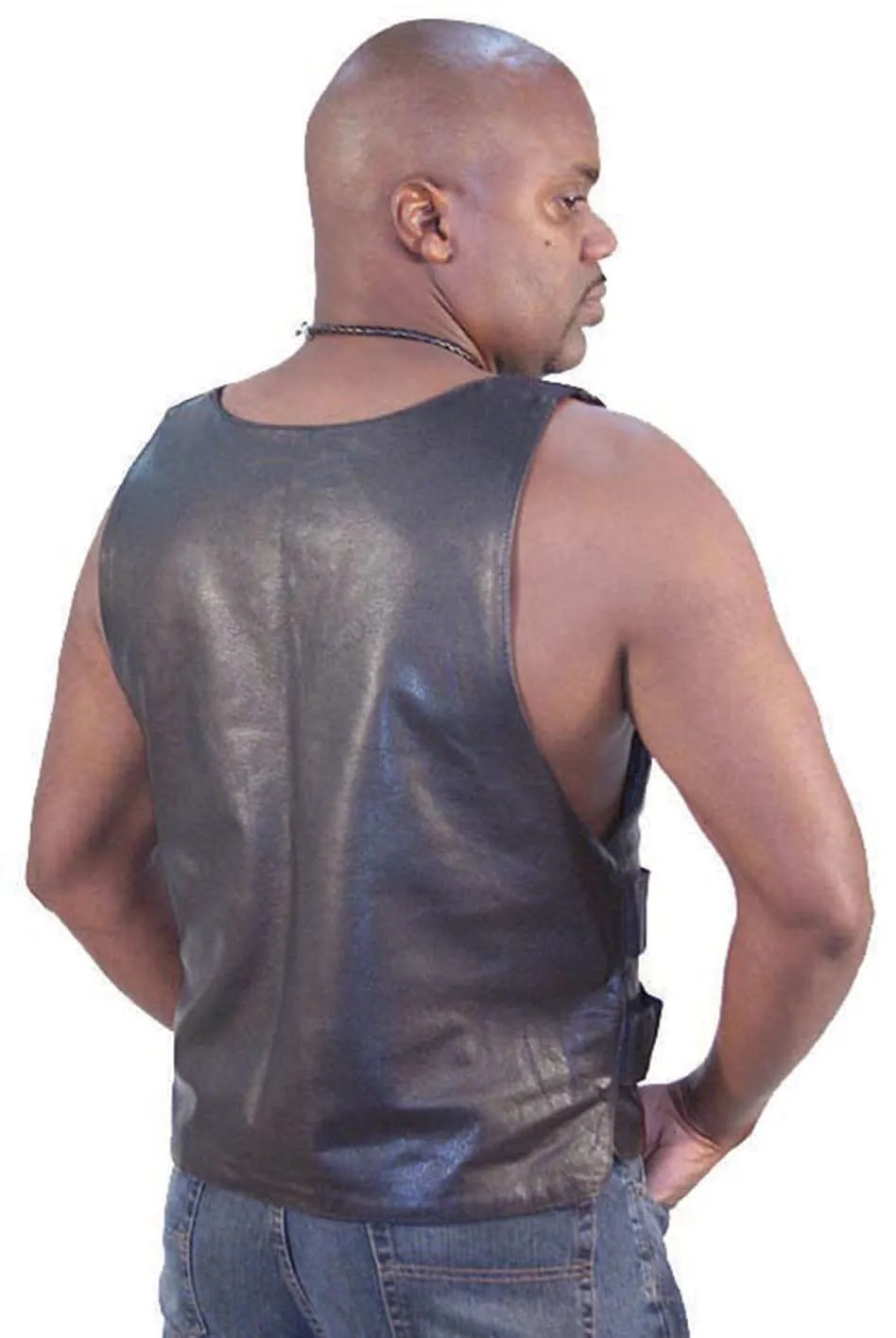 Black Leather Police Vest #VM1367 ()