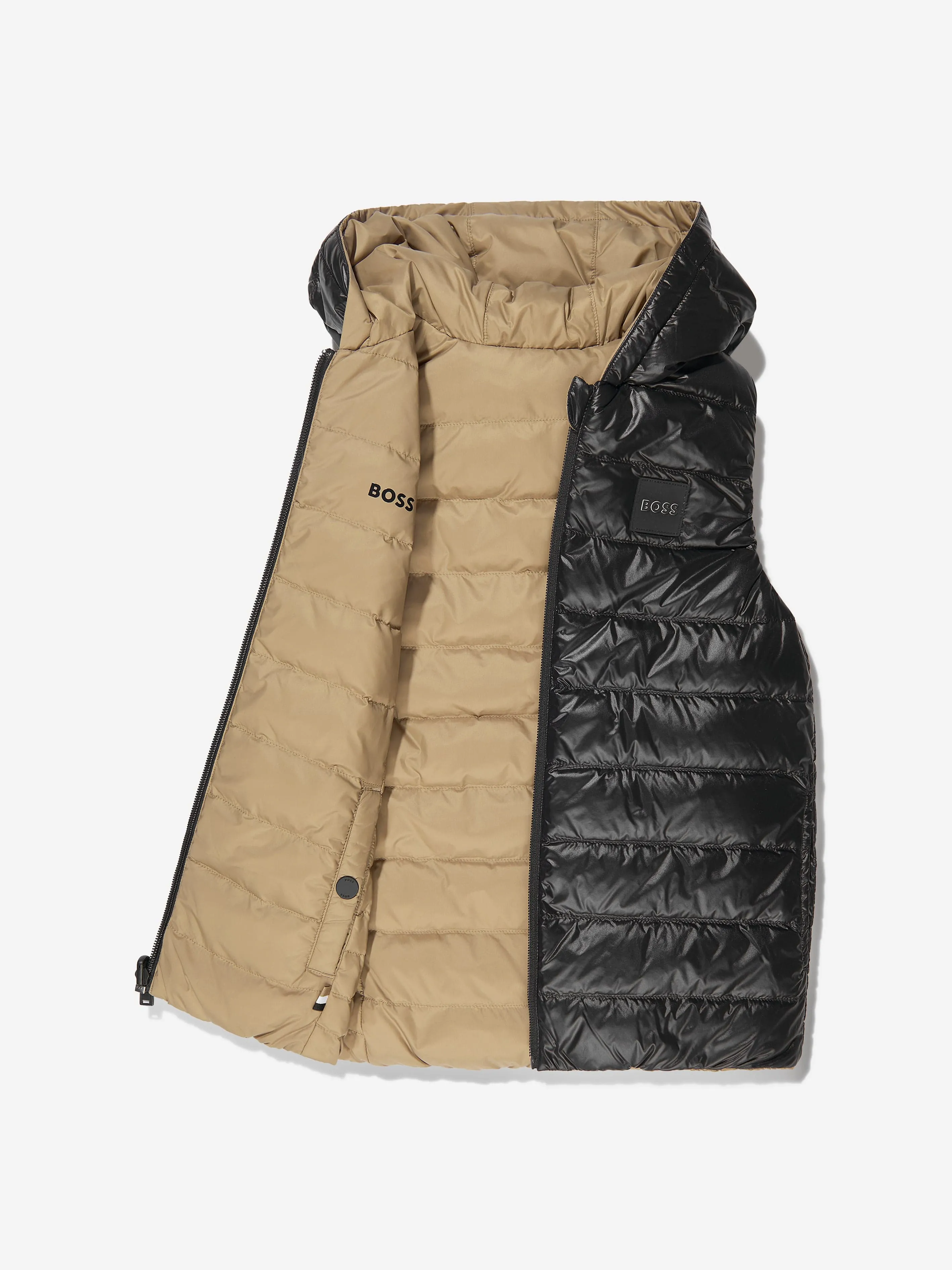 BOSS Boys Reversible Puffer Gilet in Beige