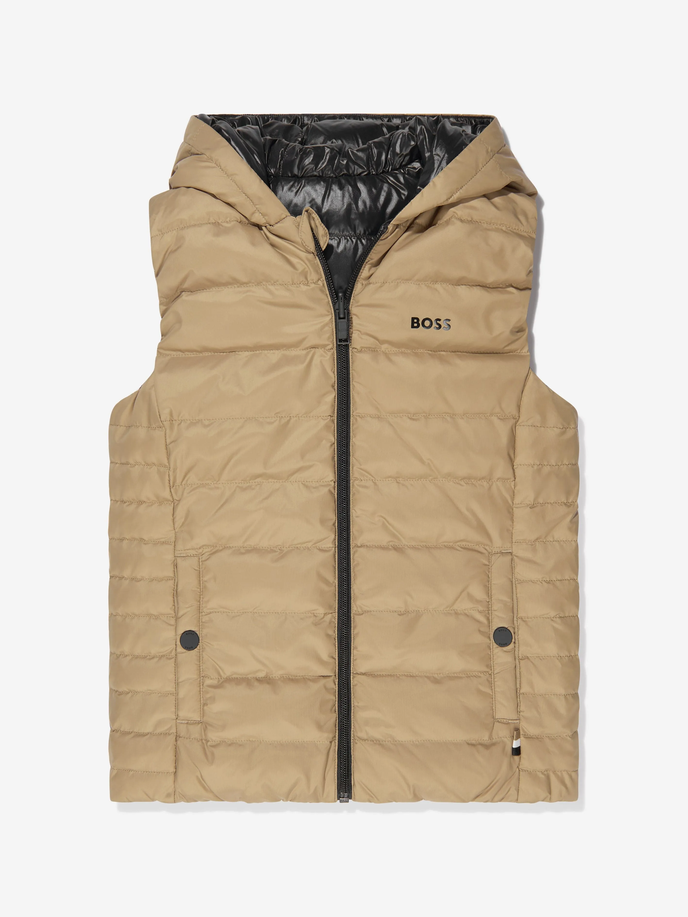 BOSS Boys Reversible Puffer Gilet in Beige