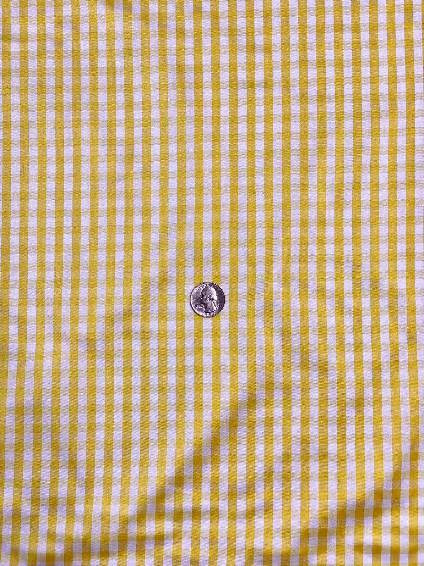 Bright Yellow Gingham Shantung 339 Fabric