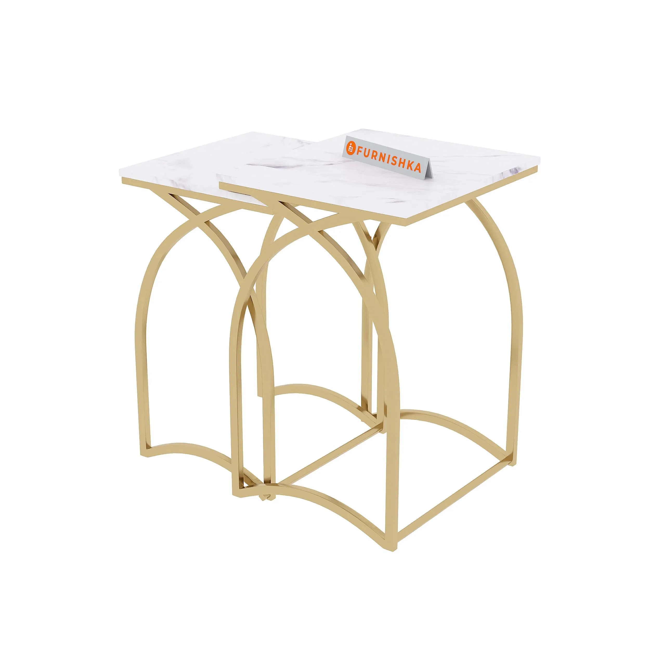 Camden Marble Nesting Table In Gold Finish (Set Of 2)