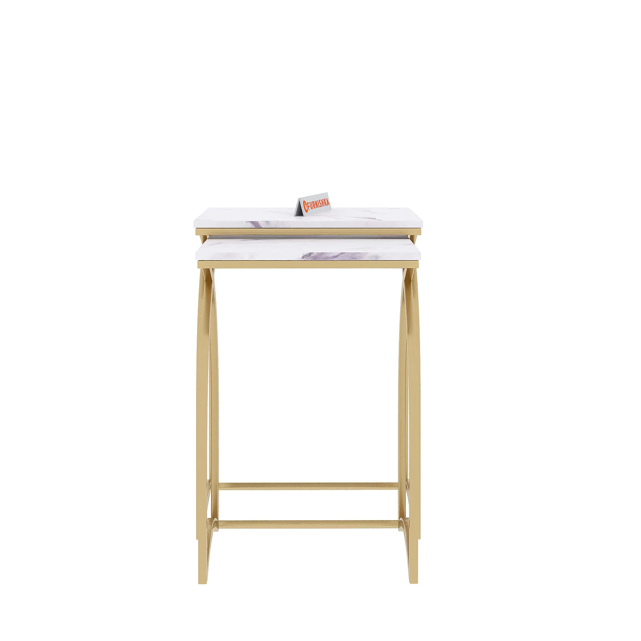 Camden Marble Nesting Table In Gold Finish (Set Of 2)