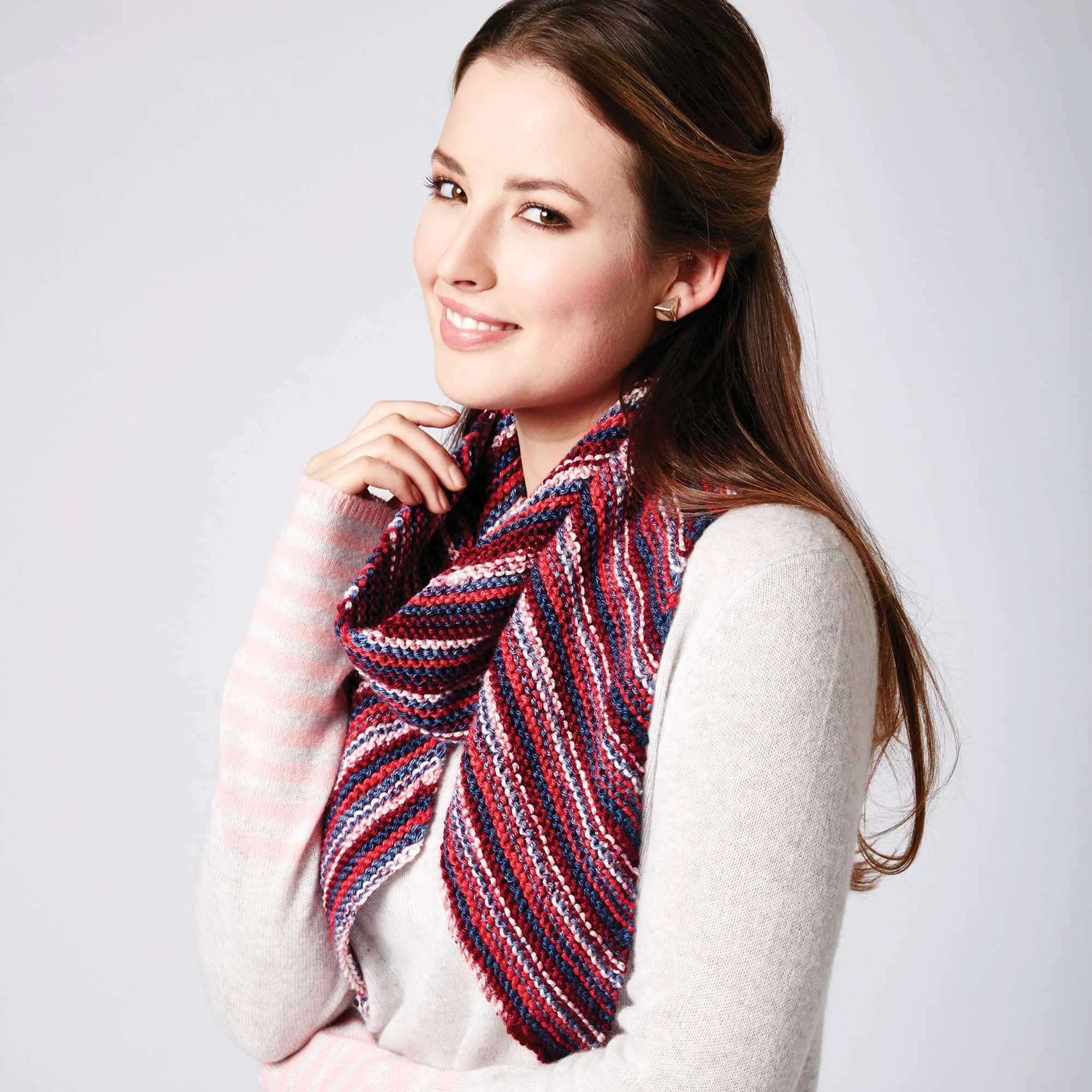 Caron Knit Bias Stripes Scarf