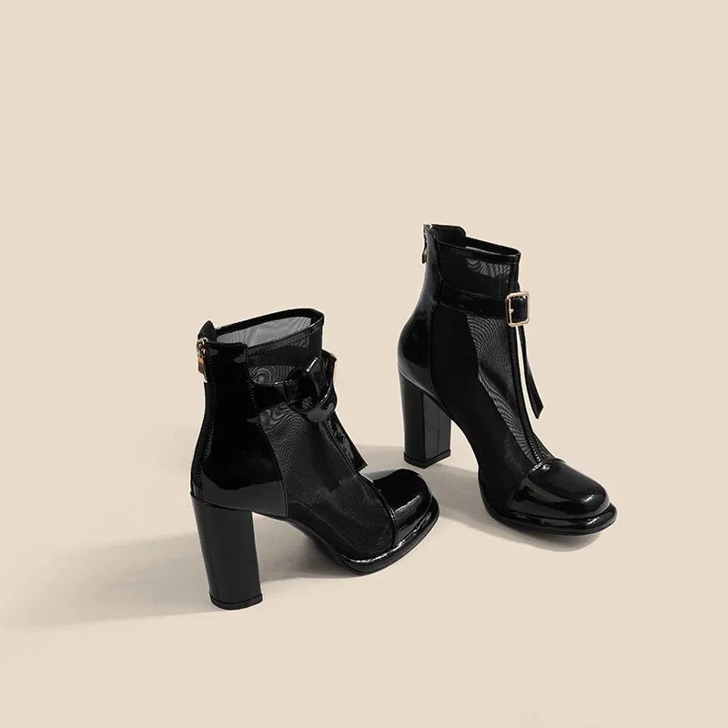 ChicLeather Wedge Platform Ankle Boots