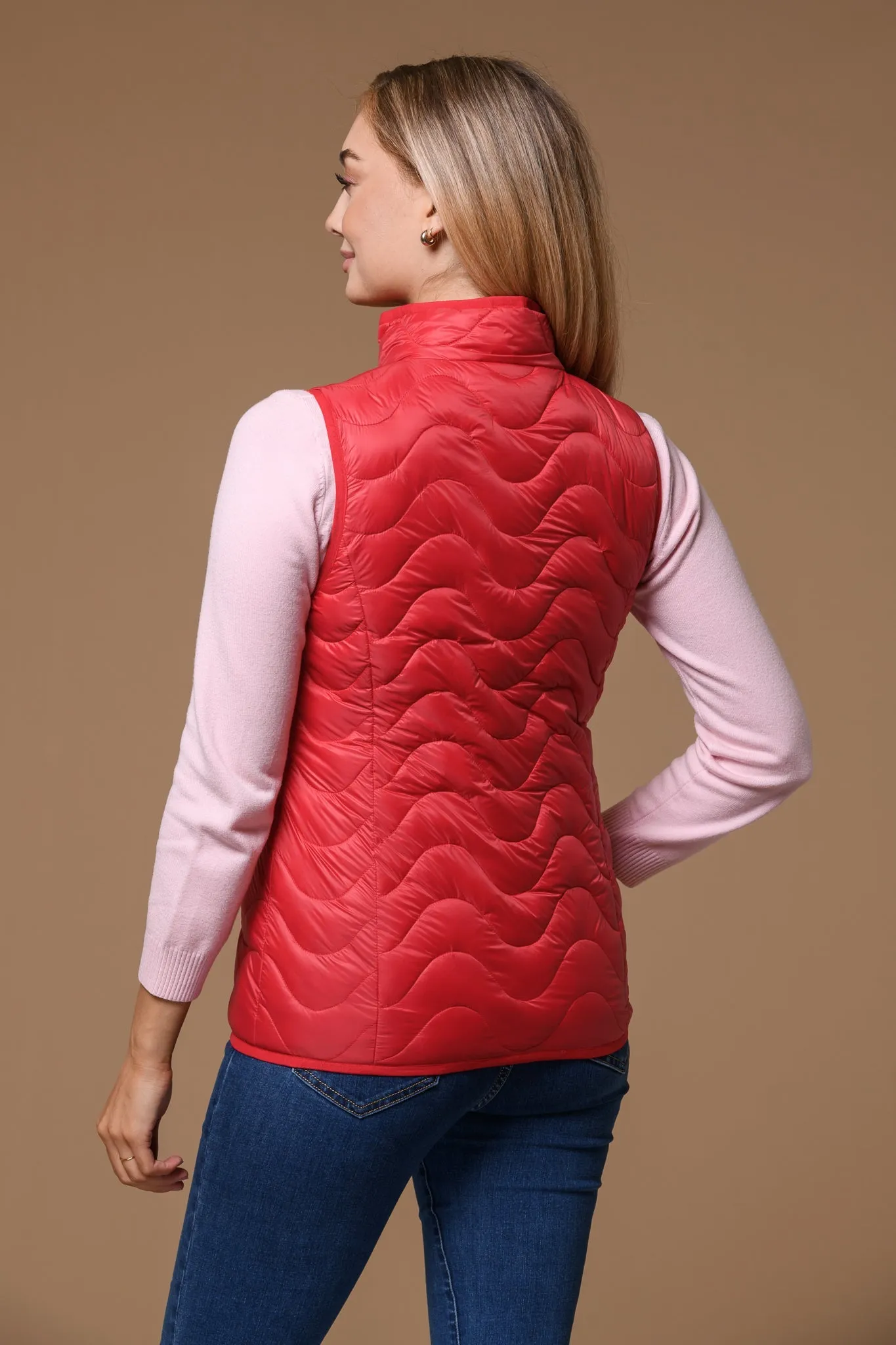 Colour Zip Gilet- Red