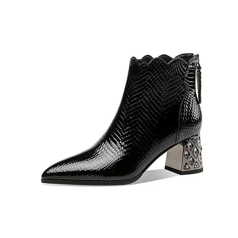 CrocLuxe Exotic Croc-Pattern Ankle Boots