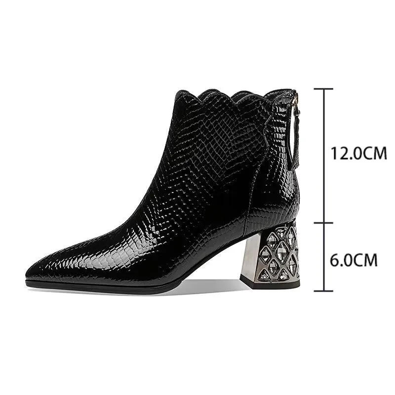 CrocLuxe Exotic Croc-Pattern Ankle Boots