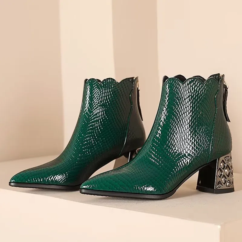 CrocLuxe Exotic Croc-Pattern Ankle Boots