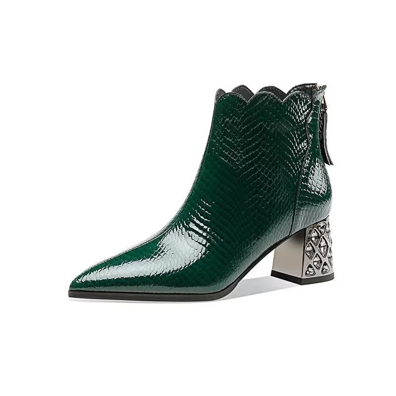 CrocLuxe Exotic Croc-Pattern Ankle Boots