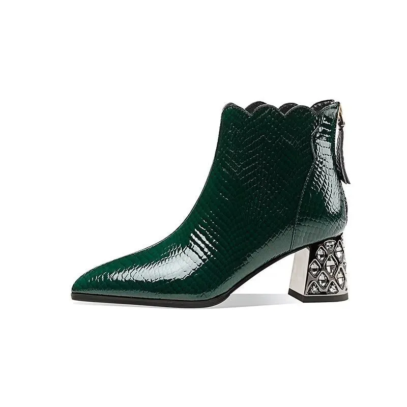 CrocLuxe Exotic Croc-Pattern Ankle Boots