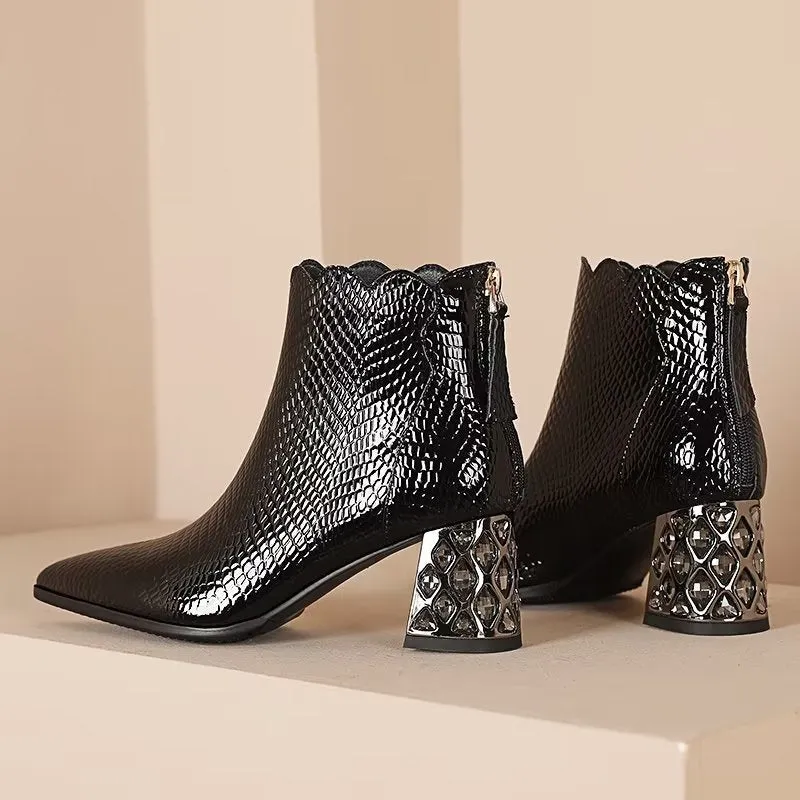 CrocLuxe Exotic Croc-Pattern Ankle Boots