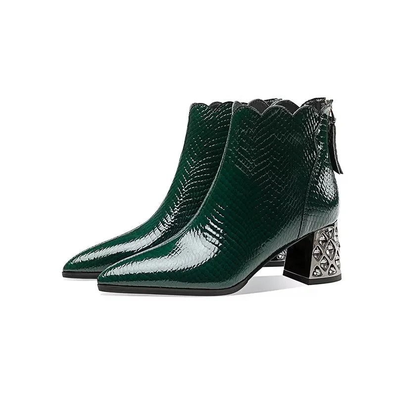 CrocLuxe Exotic Croc-Pattern Ankle Boots