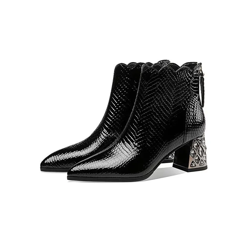 CrocLuxe Exotic Croc-Pattern Ankle Boots