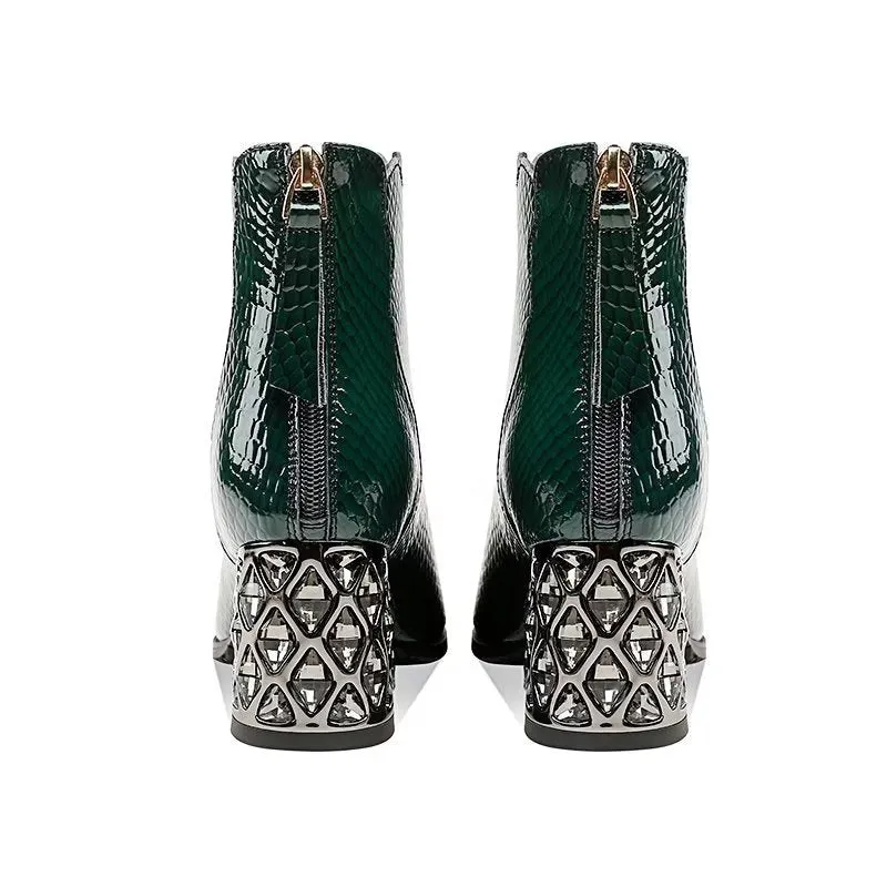 CrocLuxe Exotic Croc-Pattern Ankle Boots