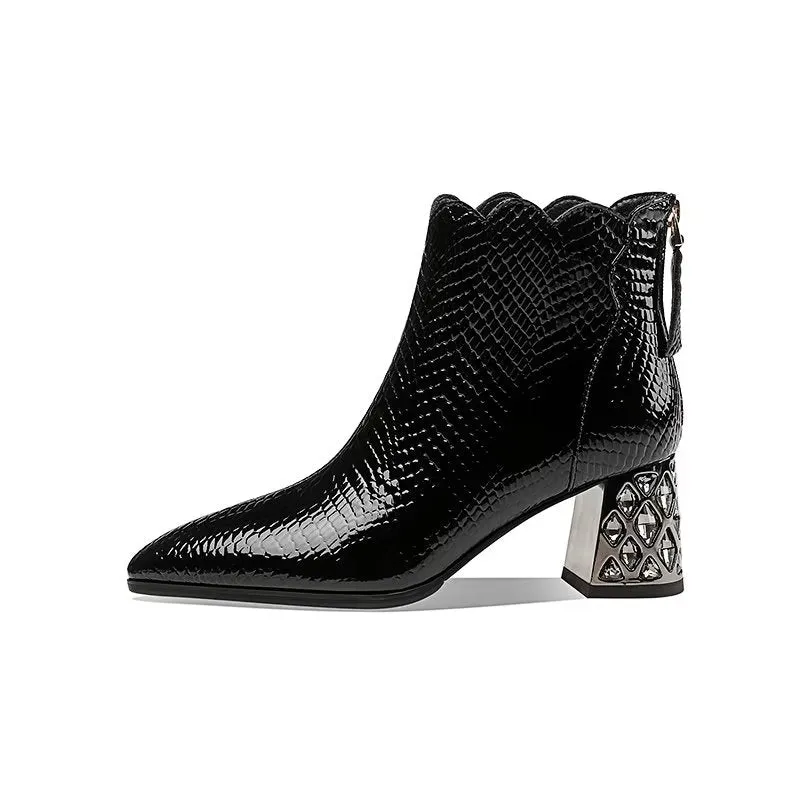 CrocLuxe Exotic Croc-Pattern Ankle Boots