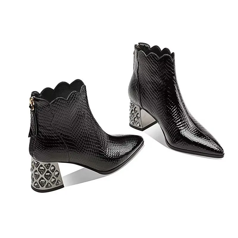 CrocLuxe Exotic Croc-Pattern Ankle Boots