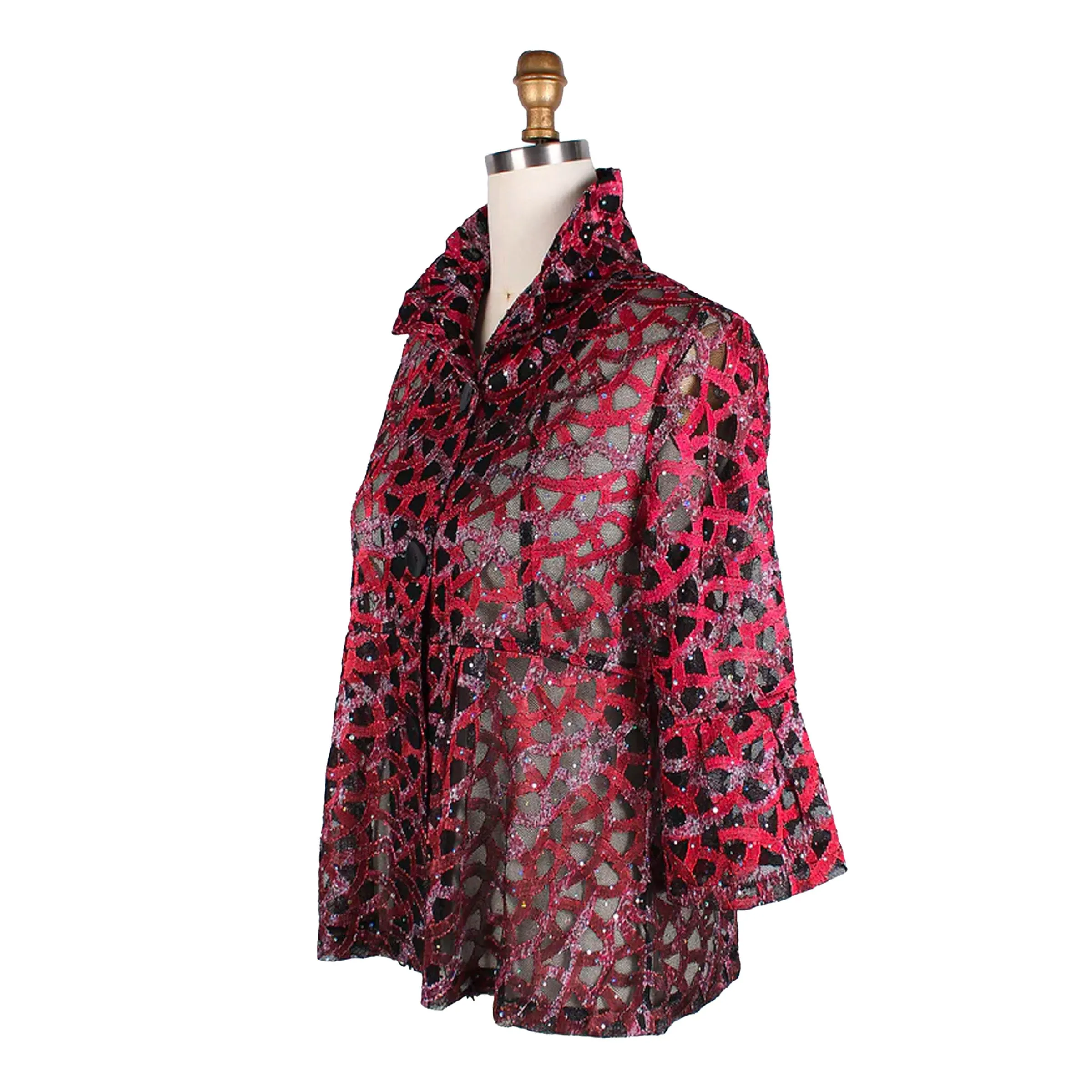 Damee Sequin Soutache Jacket in Red - 400-RD