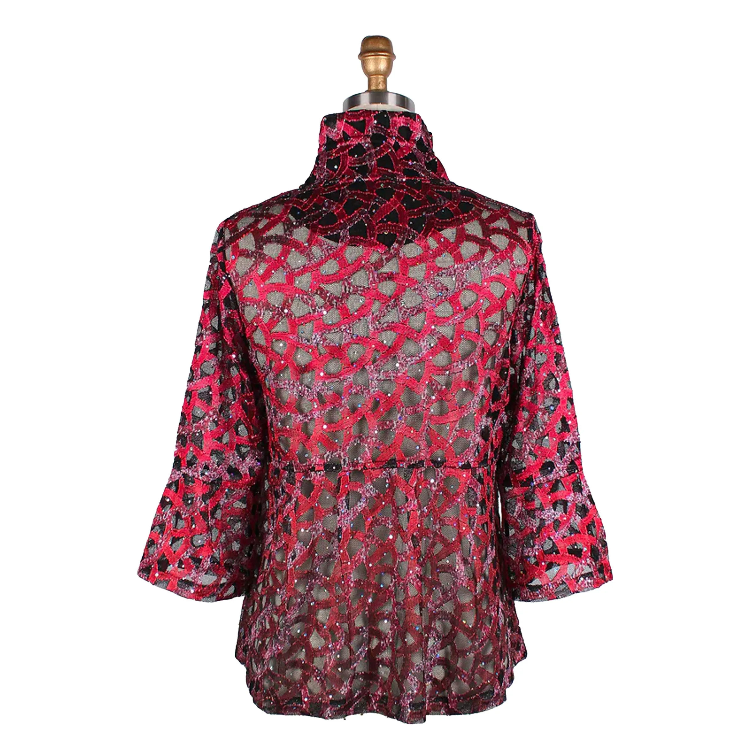 Damee Sequin Soutache Jacket in Red - 400-RD