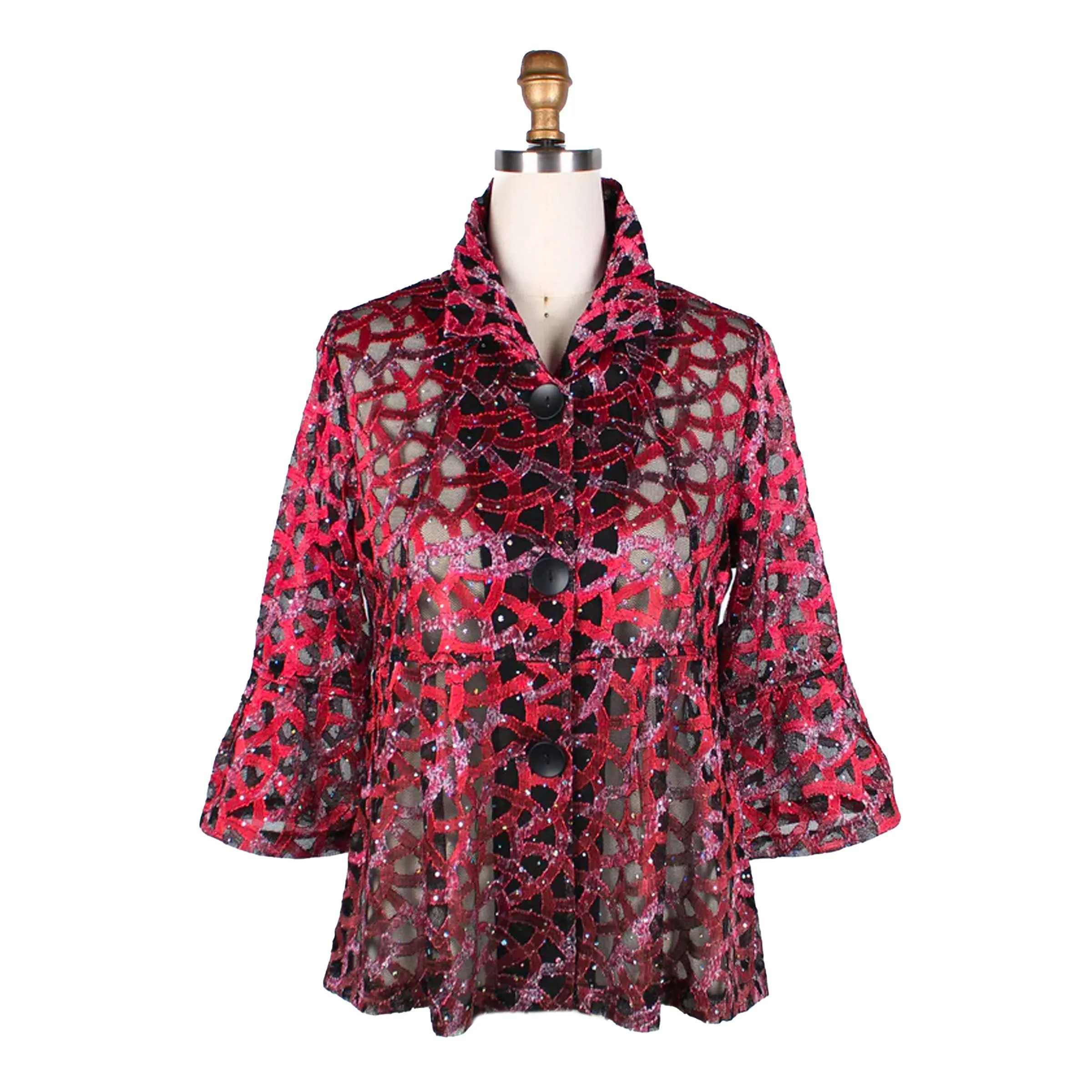 Damee Sequin Soutache Jacket in Red - 400-RD