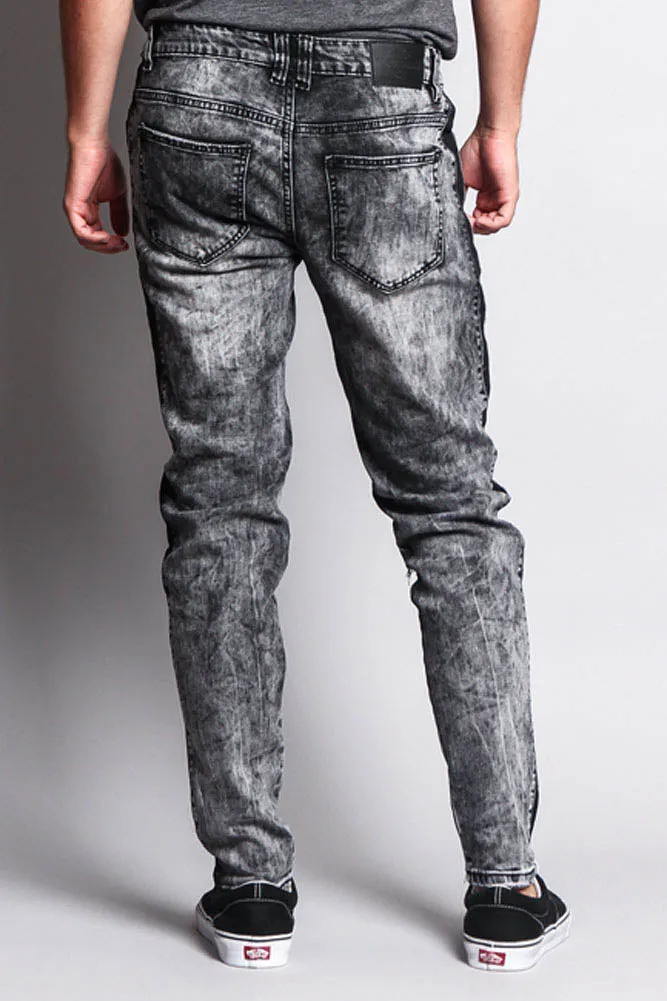 Destroyed Rip Illusion Moto Biker Jeans