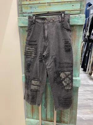 Distressed Denim w/Lace Jean by Paper Lace