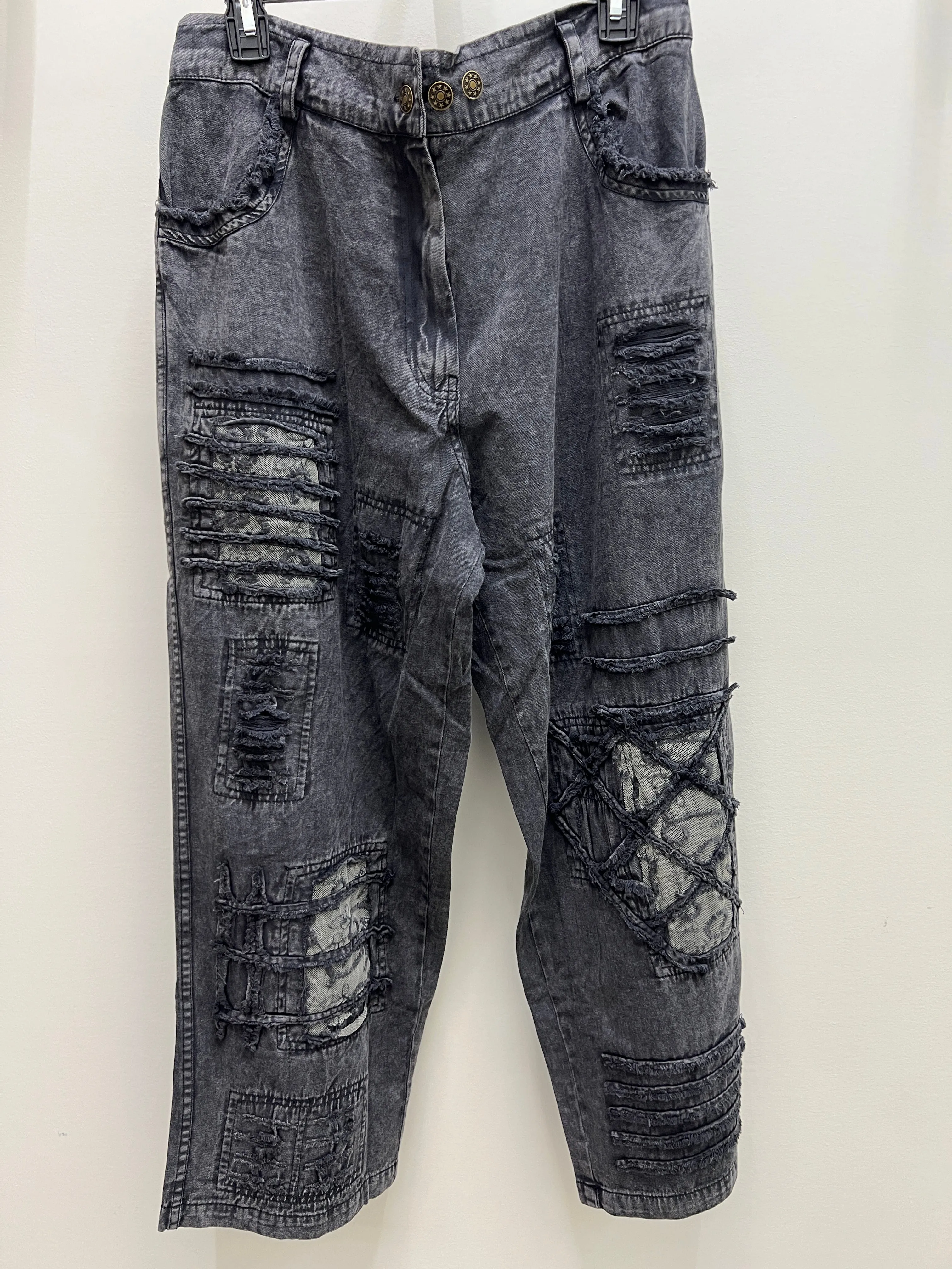 Distressed Denim w/Lace Jean by Paper Lace