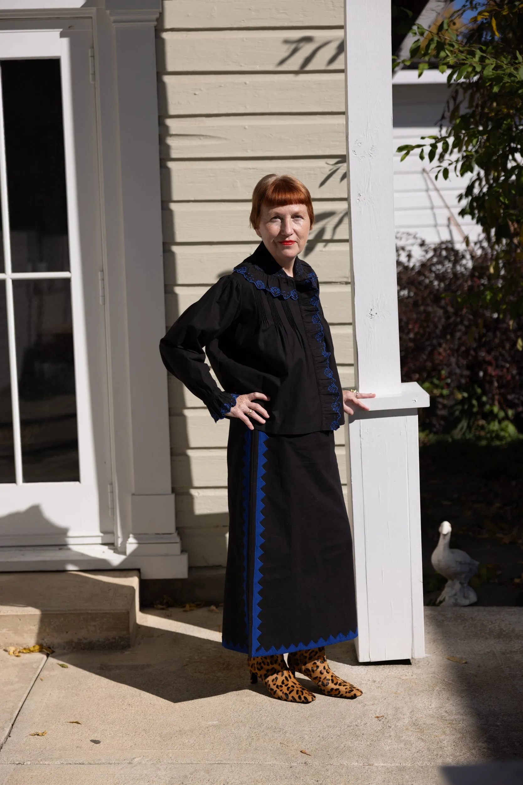 Dolly Embroidered Top - Black/Cobalt