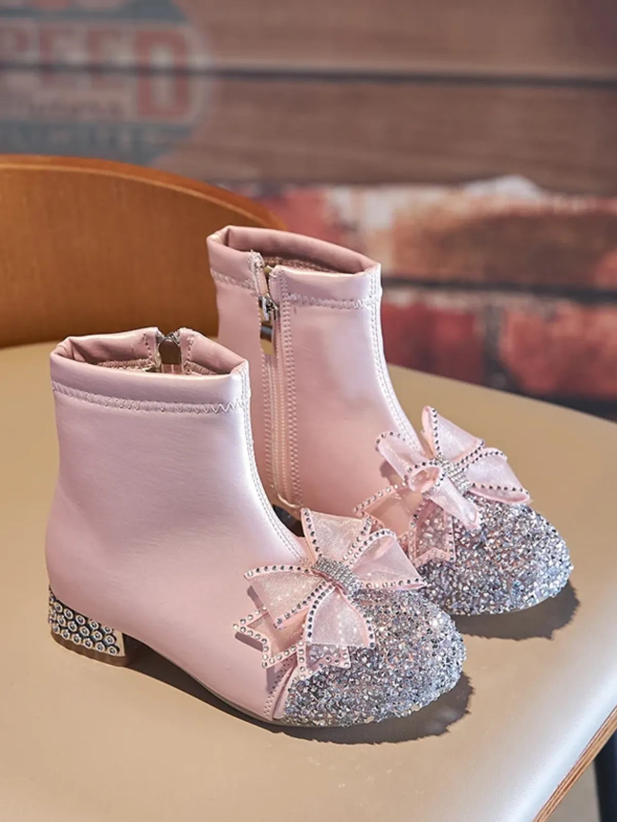 Dreaming Of Couture Pink Glitter Boots By Liv and Mia