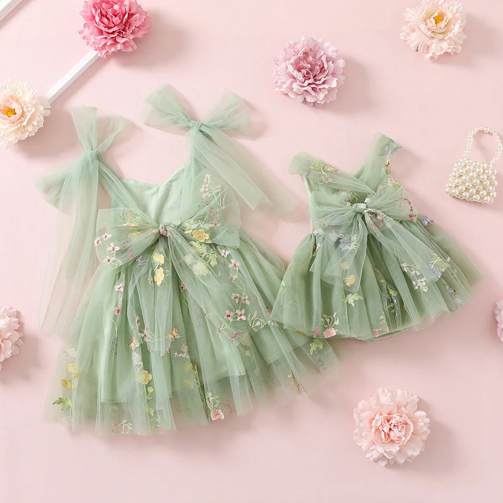 Easter Toddler Girl Tulle Dresses with Floral Embroidery, Fairy Princess Birthday Outfit Girl Special Occasion