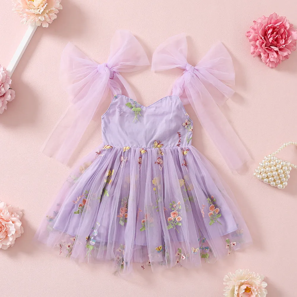 Easter Toddler Girl Tulle Dresses with Floral Embroidery, Fairy Princess Birthday Outfit Girl Special Occasion