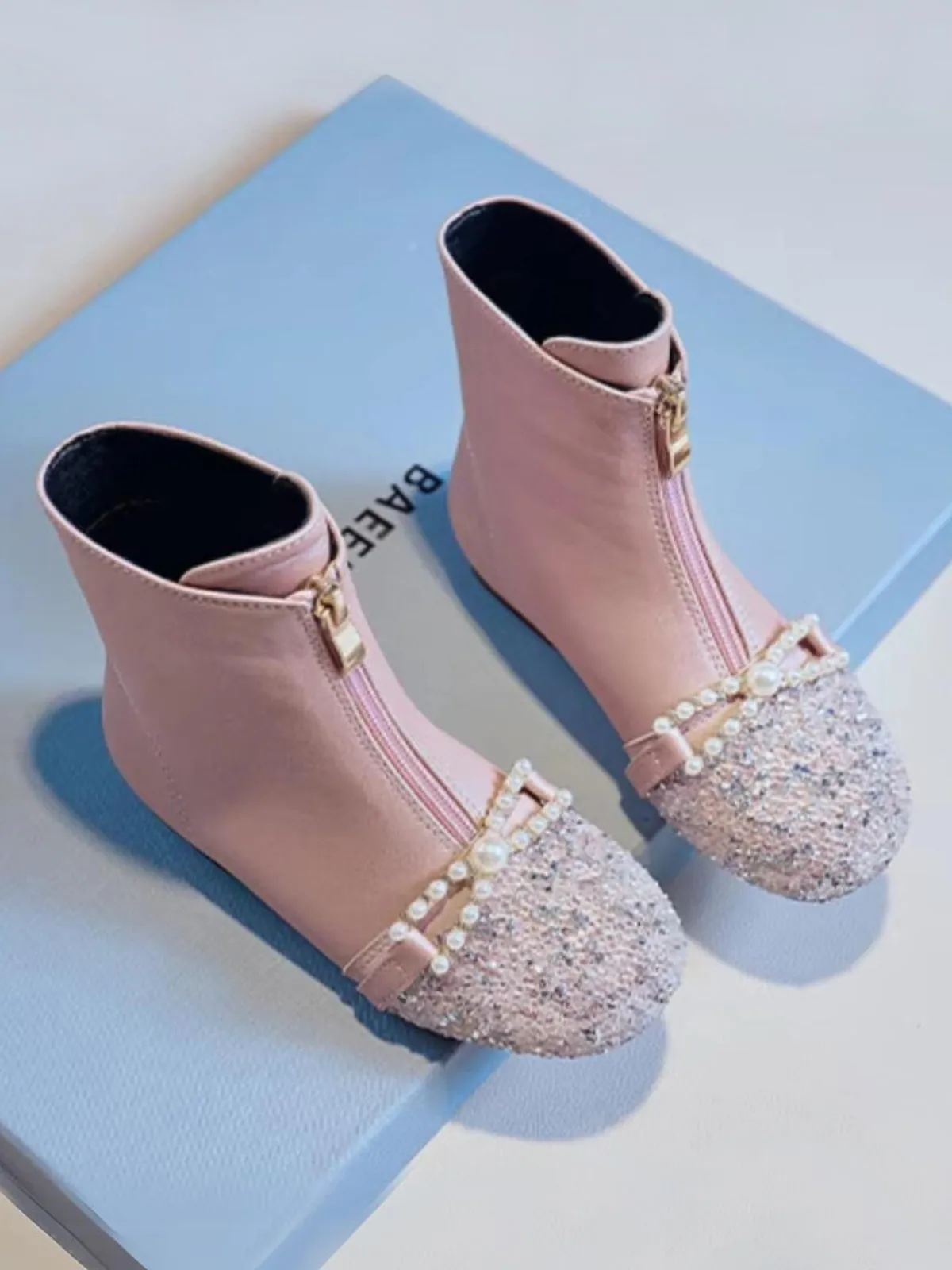 Elegant Leather Boots with Pearl and Glitter Details by Liv and Mia