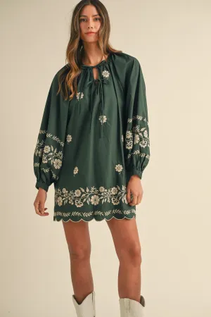 EMBROIDERY LONG SLEEVE DRESS