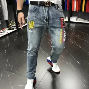 Embroidery Patchwork and Print Style Jeans