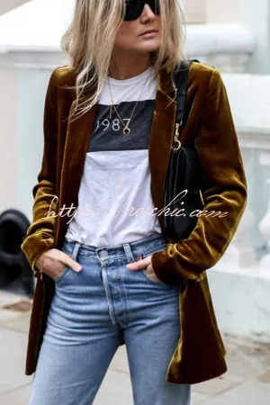 Eye Catching Street Style Velvet Blazer