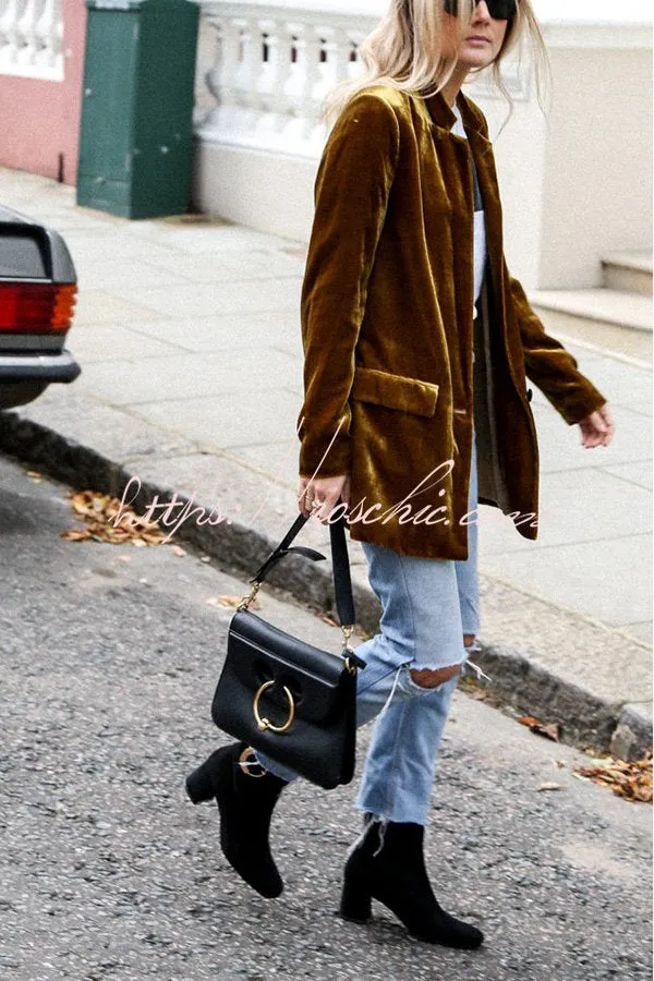 Eye Catching Street Style Velvet Blazer