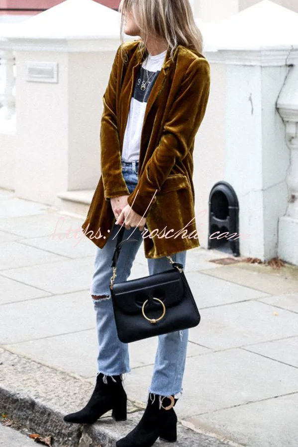 Eye Catching Street Style Velvet Blazer